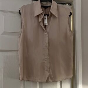 Banana Republic Light Tan Sleeveless Button-Down Shirt